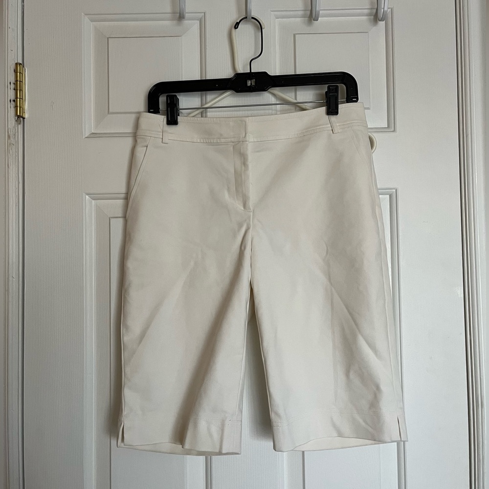 St. John white Bermuda shorts
